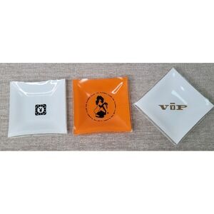 Vintage Playboy Club Glass Ashtray Trinket Dish Set VIP Key Girl Bunny Logo 3pc